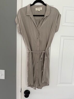 Cloth and stone Button-Front Shirt Dress with Waist Tie